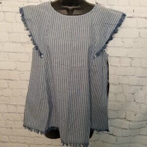 Doe  Rae flutter cap sleeve frayed edge top